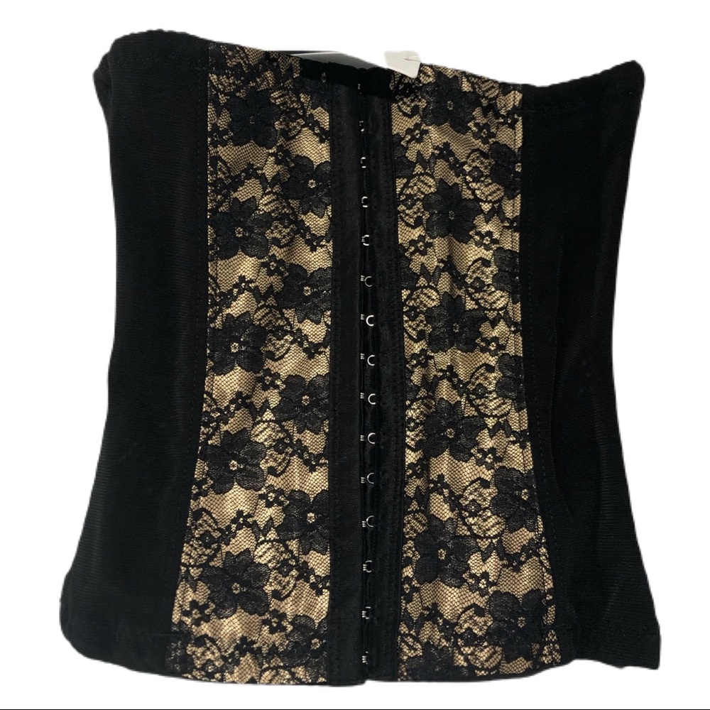 Ekouaer Shapewear Corset Size 6-10 Black Mesh Gold